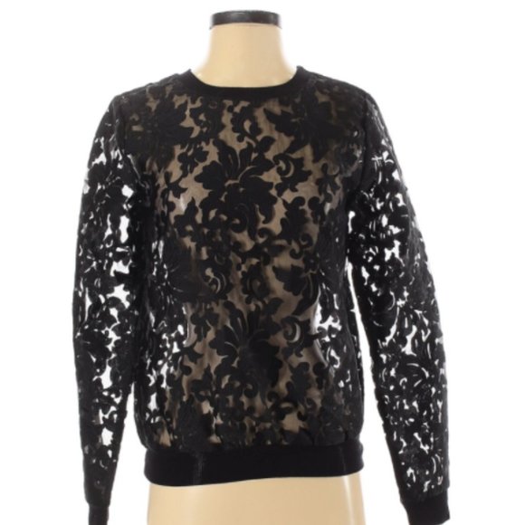 Xhilaration Tops - Xhilaration Sheer Black Lace Top